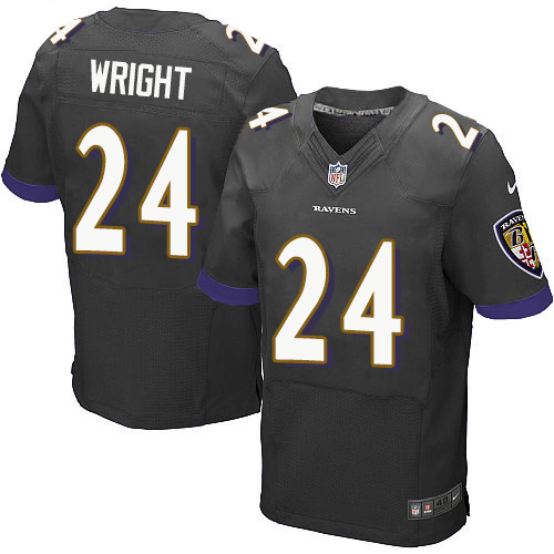 Men's Elite Shareece Wright Nike Jersey Black Alternate - #24 NFL Baltimore Ravens